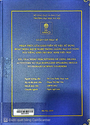 EFL teachers’ perceptions of using drama activities to teach English speaking skills to primary school learners =